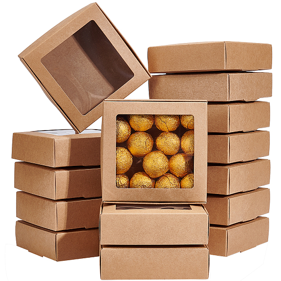 Квадратная складная креативная картонная коробка, подарочная коробка, с окном