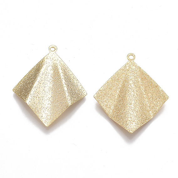 Brass Textured Pendants, Crinkle, Rhombus, Nickel Free