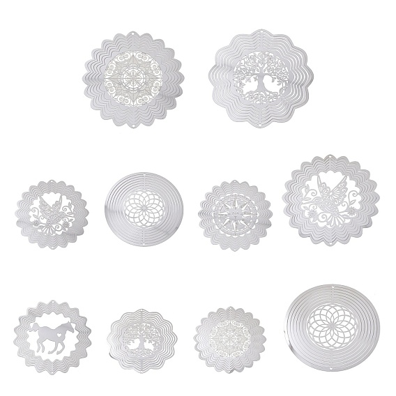 201 нержавеющая сталь 3 вращающийся подвесной ветряной спиннер, для украшения сада внутри и снаружи помещения, не тускнеет, цвет нержавеющей стали