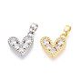 Латунные микро проложить кубического циркония подвески, сердце прелести