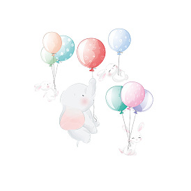 PVC Wall Decorative Stickers, Elephant Balloon Waterproof Decals for Wall Decoration