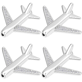 8 шт. латунных бусин-авиапланов с микропаве из кубического циркония, пассажирский самолет