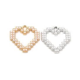 Alloy Pendaants, ABS Plastic Imitation Pearl Beads Heart Charms