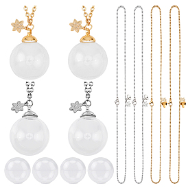 4 шт. 2 цветная прозрачная круглая стеклянная бутылка, кулон на память из меха домашнего животного 304 ожерелья из цепочек из нержавеющей стали, ожерелья из урны и праха