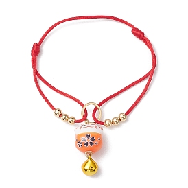 Bracelets de charme en porcelaine faits à la main de chat de fortune, bracelets de cordon en nylon réglables pour femmes