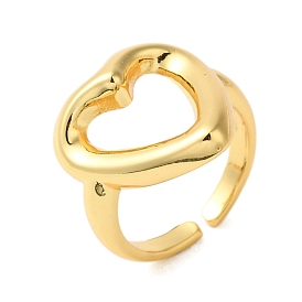 Heart Brass Finger Open Cuff Rings for Women