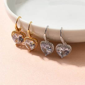 Brass Cubic Zirconia Dangle Earrings, Cadmium Free & Lead Free