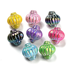 Opaque Acrylic Lantern Beads, with Silver Line
