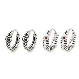 316 Surgical Stainless Steel Hoop Earrings, with Cubic Zirconia, Ring