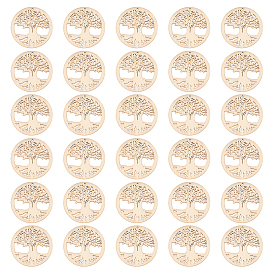 30 шт. неокрашенные натуральные деревянные большие подвески, формы для лазерной резки, Кольцо с деревом жизни