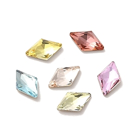 Glass Rhinestone Cabochons, Point Back & Back Plated, Faceted, Rhombus