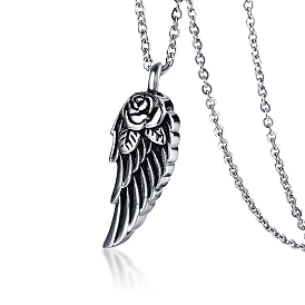 Stainless Steel Wing Urn Ashes Pendant Necklace, Memorial Jewelry for Men Women