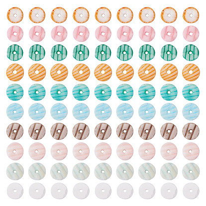 200 шт. 10 нити бусин из натуральных ракушек, диск, окрашенные