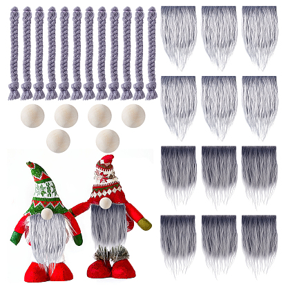 Набор для самостоятельного изготовления рождественских украшений в виде гномов., с имитацией шерстяных усов, деревянные бусины, имитация косичек из полиэстера