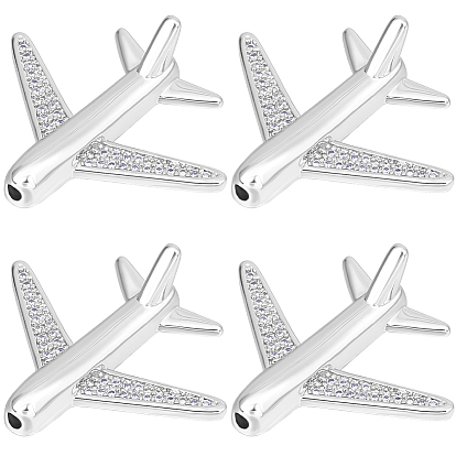 8 шт. латунных бусин-авиапланов с микропаве из кубического циркония, пассажирский самолет