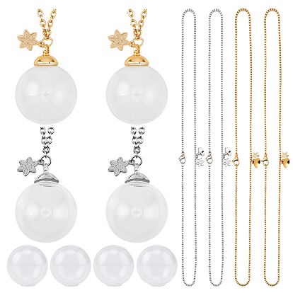 4 шт. 2 цветная прозрачная круглая стеклянная бутылка, кулон на память из меха домашнего животного 304 ожерелья из цепочек из нержавеющей стали, ожерелья из урны и праха