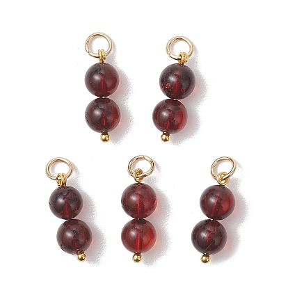 Круглые подвески из натурального янтаря, подвески из бисера, с 304 фурнитурой из нержавеющей стали, золотые