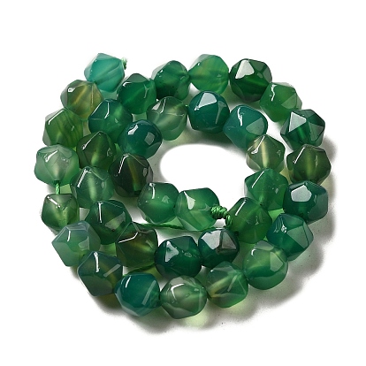 Natural Agate Beads Strands, Dyed, Faceted, Star Cut Round Beads