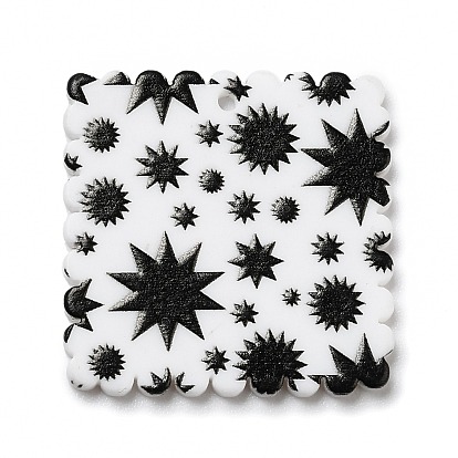 Opaque Acrylic Pendants, for DIY Earring Accessories, Square with Sun