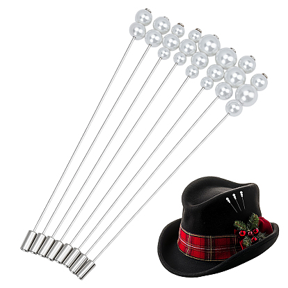 8 шт. 4 стили стеклянные жемчужины круглые бусины для шляп, латуни броши