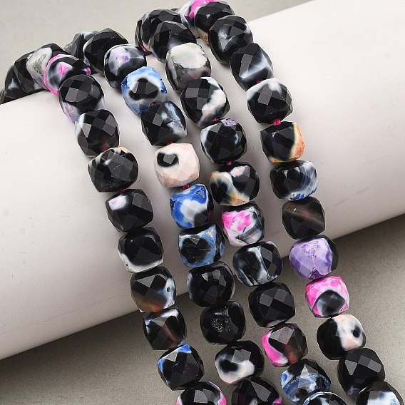 Природные пожары треск агат бисер нитей, граненые, кубические, окрашенная и подогревом