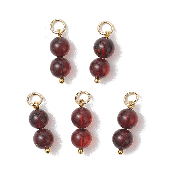 Круглые подвески из натурального янтаря, подвески из бисера, с 304 фурнитурой из нержавеющей стали, золотые