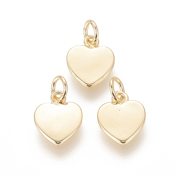 Encantos de bronce, sin plomo y cadmio, con anillo de salto, larga duración plateado, corazón