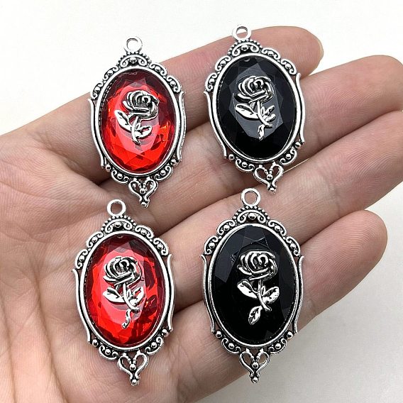 Подвески из цинкового сплава, cmолой, овальные, готическая роза посеребренные тисненые аксессуары хэллоуин подвески своими руками