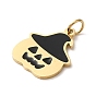 Halloween 304 Stainless Steel Charms, with Enamel and Jump Ring, Pumpkin Charm