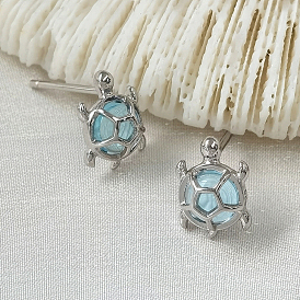 Cute and Delicate S925 Sterling Silver Turtle Stud Earrings for Ocean Lovers