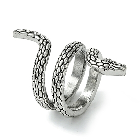 Snake Alloy Wrap Open Cuff Rings, Lead Free & Cadmium Free