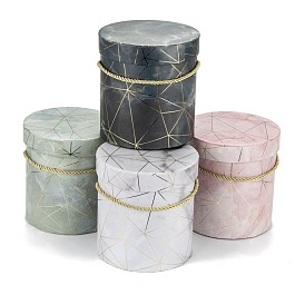 Marble Texture Pattern Paper Flower Boxes, with Rope Handles, for Gift Packaging, Column