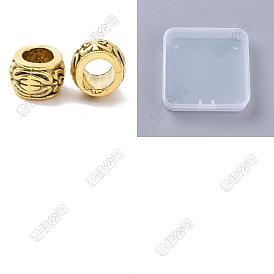 150Pcs Tibetan Style Alloy European Beads, Large Hole Beads, Rondelle with Flower