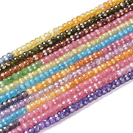 Transparent Gradient Color Cubic Zirconia Strand, Segmented Multi-color Beads, Faceted, Rondelle