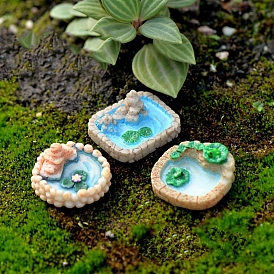 Resin Lotus Pond Miniature Ornaments, Micro Landscape Dollhouse Accessories, Pretending Prop Decorations