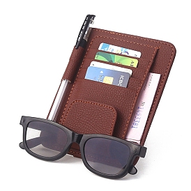 PU Imitation Leather Car Auto Sun Visor Glasses Sunglasses Card Ticket Holder Clip Universal, with Rhinestone
