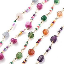 Цепи из драгоценных камней и стекла, с медными цепями, стойки покрытие, долговечный, без свинца и без кадмия, золотые, пайки, с катушкой