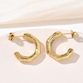 304 Stainless Steel Stud Earrings for Women, Half Hoop Earrings, Ion Plating(IP)