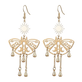 201 Stainless Steel Butterfly Pendants Dangle Earrings, Brass Finding for Women