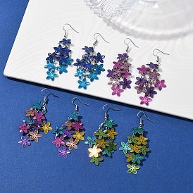 430 болтаться серьги из нержавеющей стали цветок, с железными крюками серьги, платина