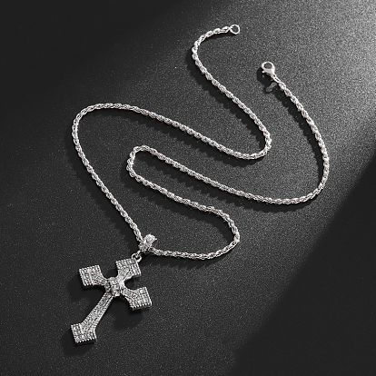 Aolly Rhinestone Pendant Necklaces, Cross