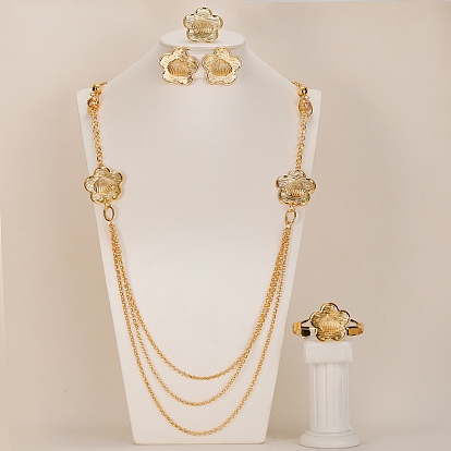 Изысканный браслет-манжета из цинкового сплава с цветком в ближневосточном стиле, серьги, ожерелья и кольца для женщин