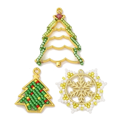 3 шт 3 стили рождественская тематика стеклянные бусины подвески, разнообразные, с подвесками из золотого сплава