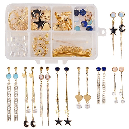 DIY Pendant Necklaces Making, with Brass Rhinestone Cup Chain Big Pendants, Alloy Enamel Pendants, Brass Links and Natural & Synthetic Mixed Gemstone