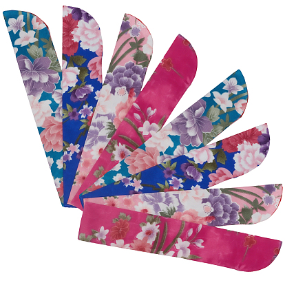 8шт. 4 стили шелковые тканевые сумки для хранения китайских складных вееров с цветочным принтом, пылезащитный чехол для ручного вентилятора, прямоугольные