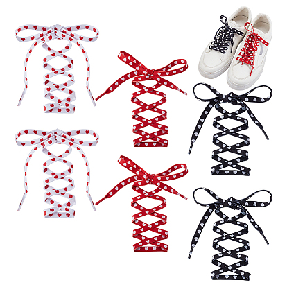 6 пары 3 цветные полиэстеровые шнурки, Сердце Pattern