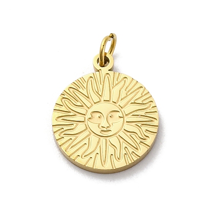 304 прелести нержавеющей стали, с целью перехода в кольце, плоский круглый с солнечным шармом, ионное покрытие (ip)