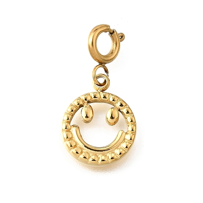 Улыбающееся лицо 304 подвесные украшения из нержавеющей стали, с застежками пружинного кольца, ионное покрытие (ip)