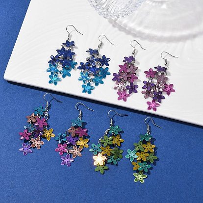 430 болтаться серьги из нержавеющей стали цветок, с железными крюками серьги, платина