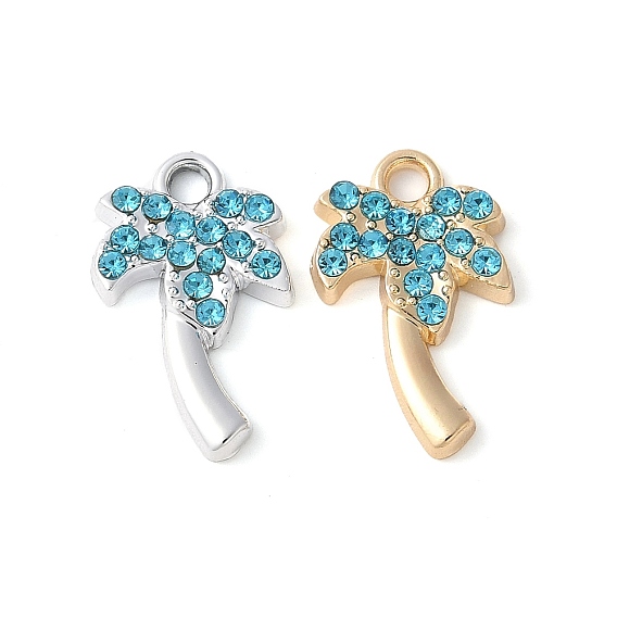 Подвески из сплава аквамарина со стразами, стойки покрытие, без кадмия, без никеля и без свинца, кокосовая пальма